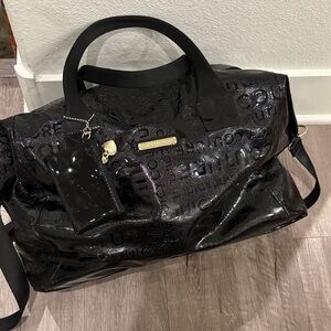 Juicy Couture Shiny Black Embossed Travel Bag